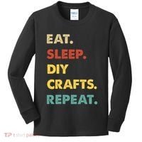 Eat Sleep Diycrafts Repeat Funny Diycrafts Lover Kids Long Sleeve Shirt thumb 0