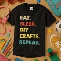 Eat Sleep Diycrafts Repeat Funny Diycrafts Lover Kids T-Shirt thumb 3