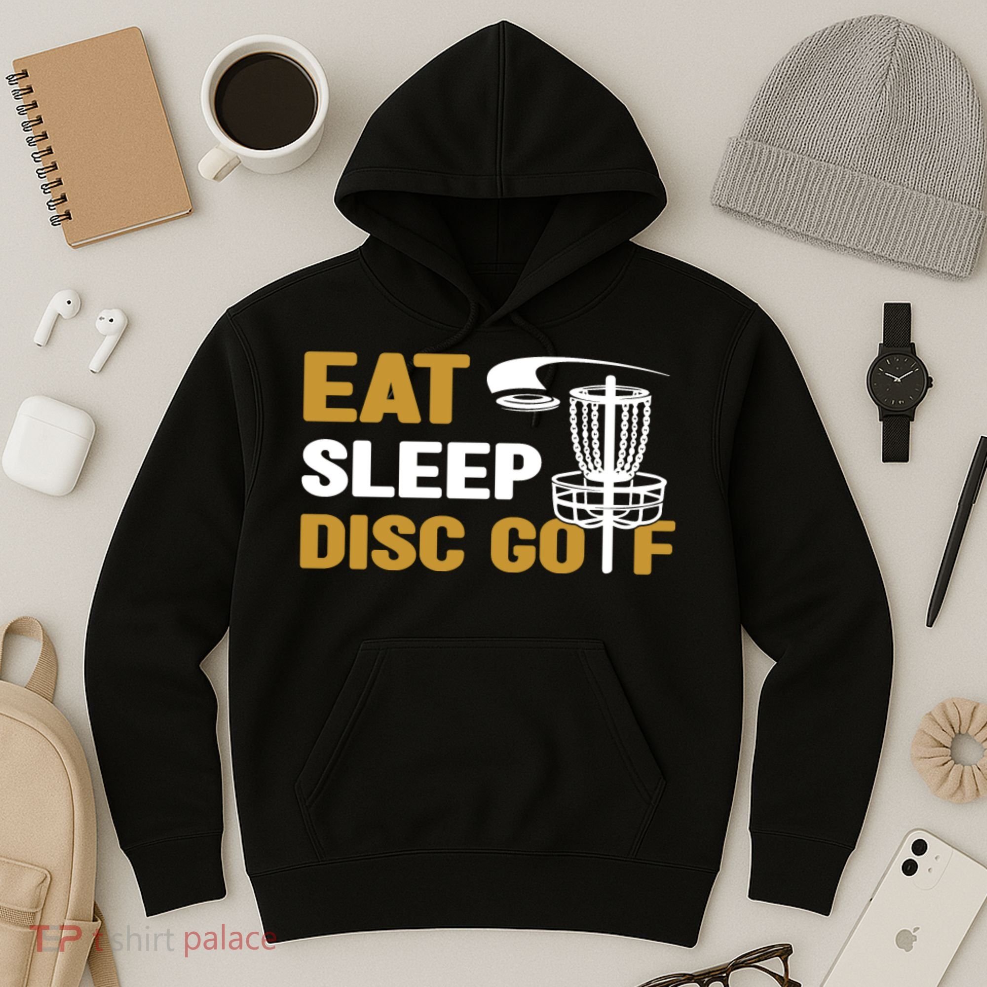 Eat Sleep Disc Golf Frolf Disc Golf Tee Hoodie