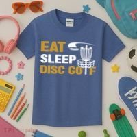 Eat Sleep Disc Golf Frolf Disc Golf Tee Kids T-Shirt thumb 3