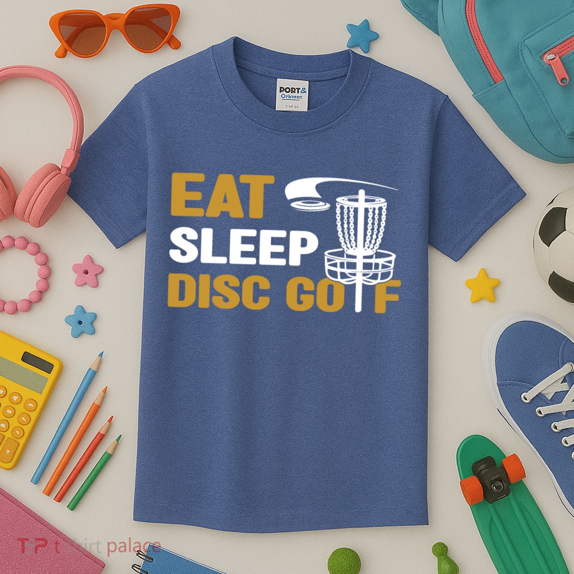 Eat Sleep Disc Golf Frolf Disc Golf Tee Kids T-Shirt