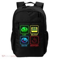 Eat Sleep Dash Repeat Video Game Geometry Video Gamer Cool Gift Backpack thumb 0