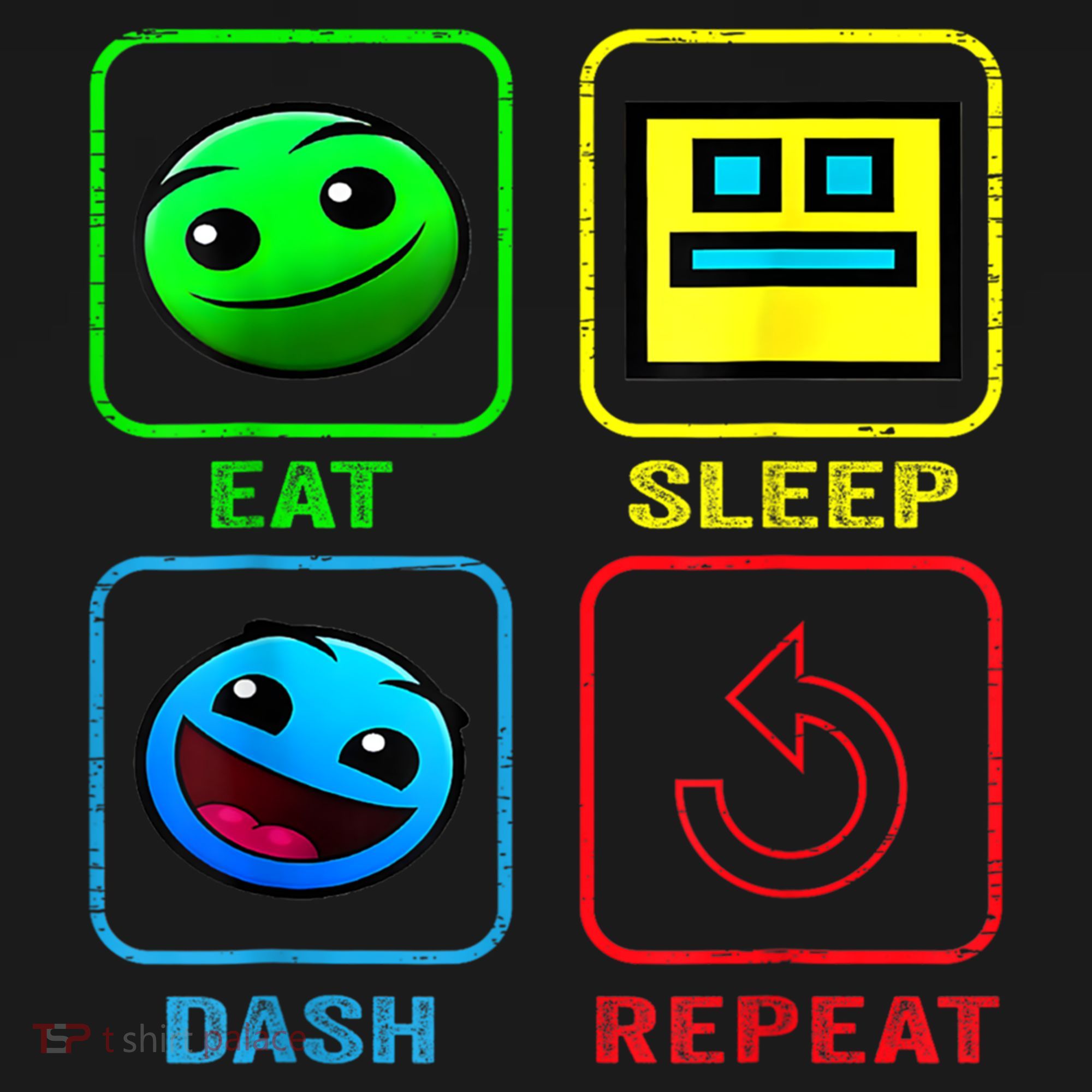 Eat Sleep Dash Repeat Video Game Geometry Video Gamer Cool Gift Bucket Hat