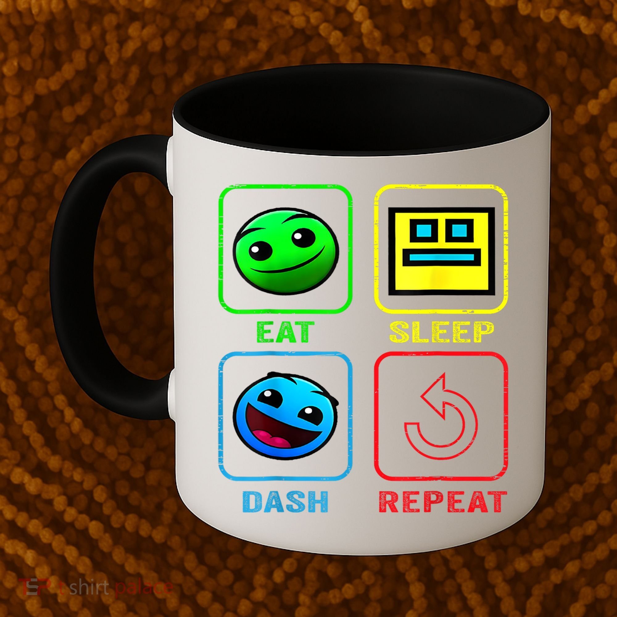 Eat Sleep Dash Repeat Video Game Geometry Video Gamer Cool Gift Coffee Mug