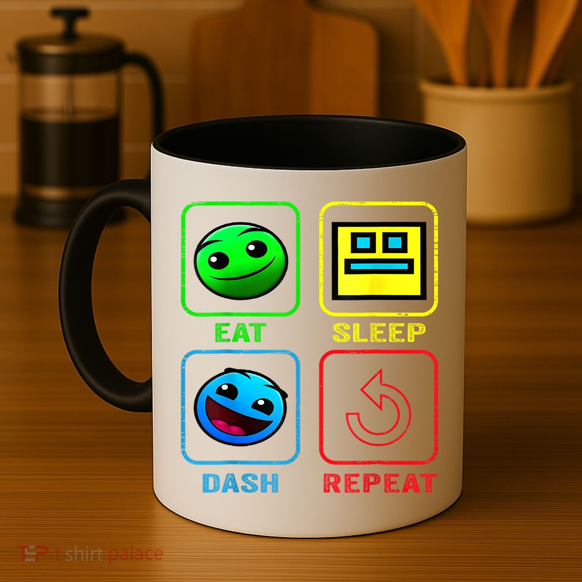 Eat Sleep Dash Repeat Video Game Geometry Video Gamer Cool Gift Coffee Mug