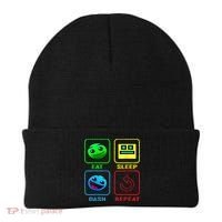 Eat Sleep Dash Repeat Video Game Geometry Video Gamer Cool Gift Beanie thumb 0