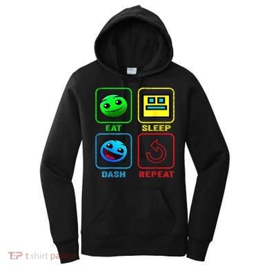 Eat Sleep Dash Repeat Video Game Geometry Video Gamer Cool Gift Women's Hoodie