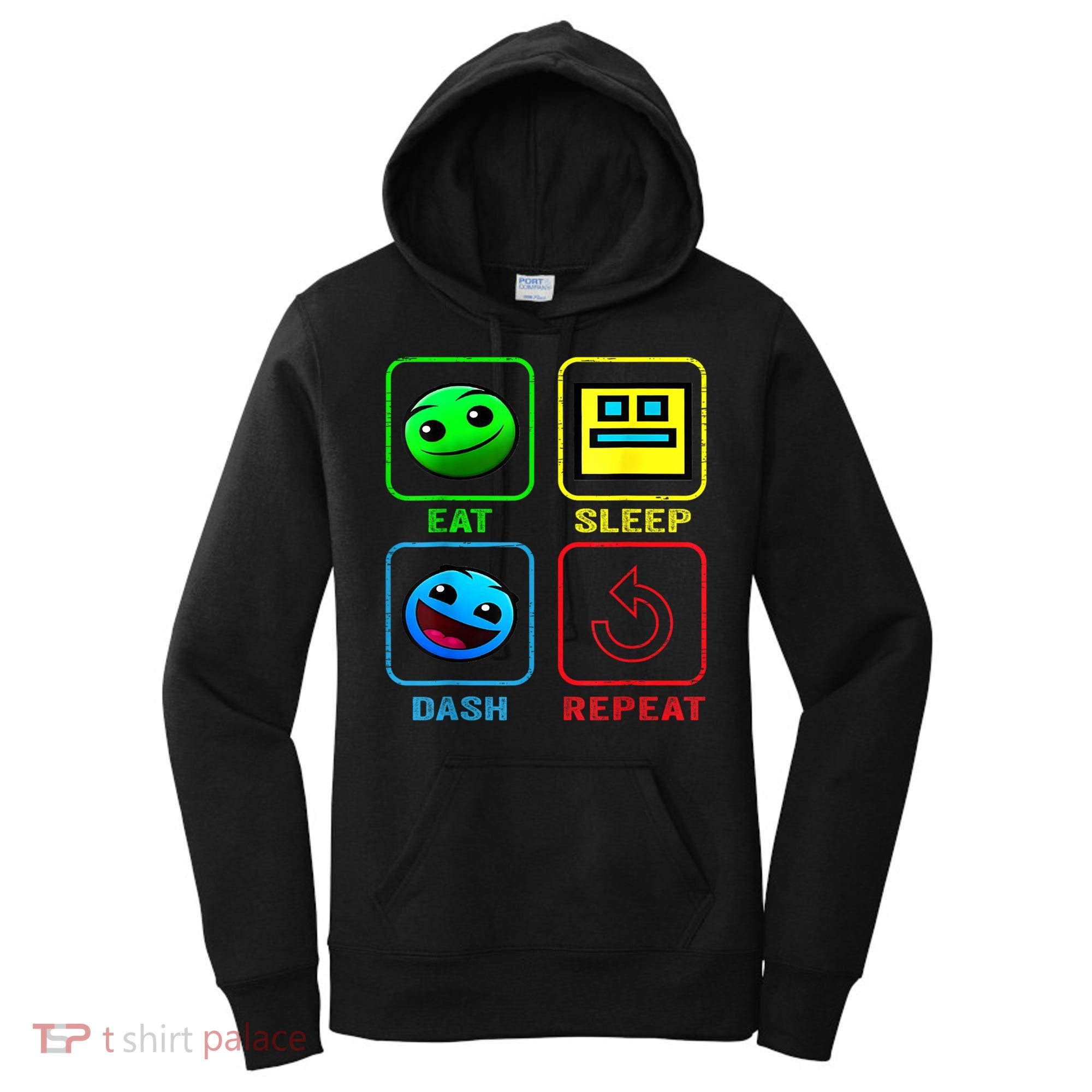Eat Sleep Dash Repeat Video Game Geometry Video Gamer Cool Gift Women's Hoodie