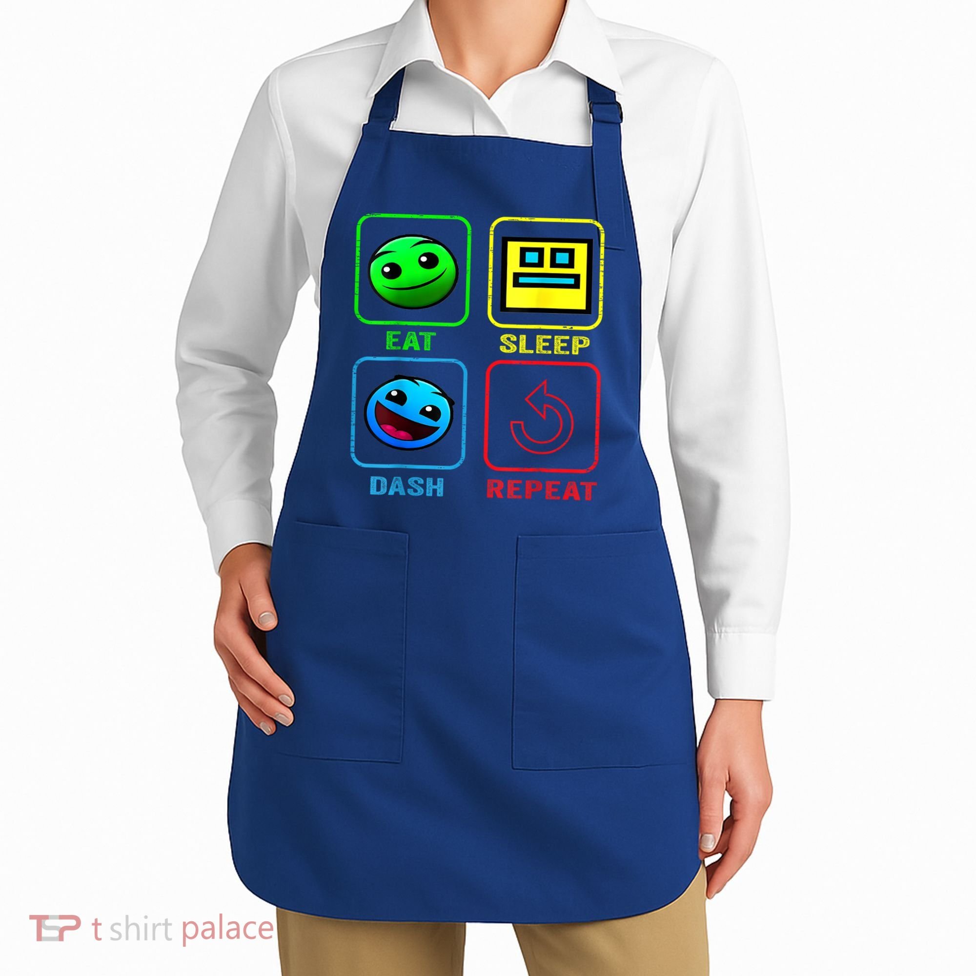 Eat Sleep Dash Repeat Video Game Geometry Video Gamer Cool Gift Apron