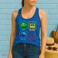 Eat Sleep Dash Repeat Video Game Geometry Video Gamer Cool Gift Women's Tank Top thumb 2