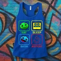 Eat Sleep Dash Repeat Video Game Geometry Video Gamer Cool Gift Women's Tank Top thumb 3