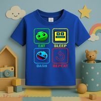 Eat Sleep Dash Repeat Video Game Geometry Video Gamer Cool Gift Toddler T-Shirt thumb 3