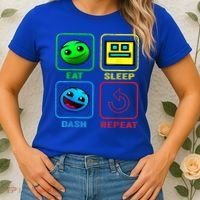 Eat Sleep Dash Repeat Video Game Geometry Video Gamer Cool Gift Women's T-Shirt thumb 2