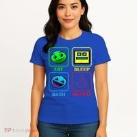 Eat Sleep Dash Repeat Video Game Geometry Video Gamer Cool Gift Women's T-Shirt thumb 4