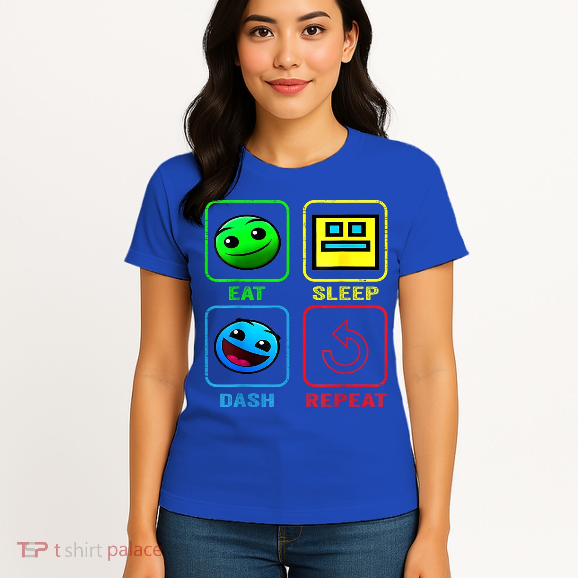 Eat Sleep Dash Repeat Video Game Geometry Video Gamer Cool Gift Women's T-Shirt