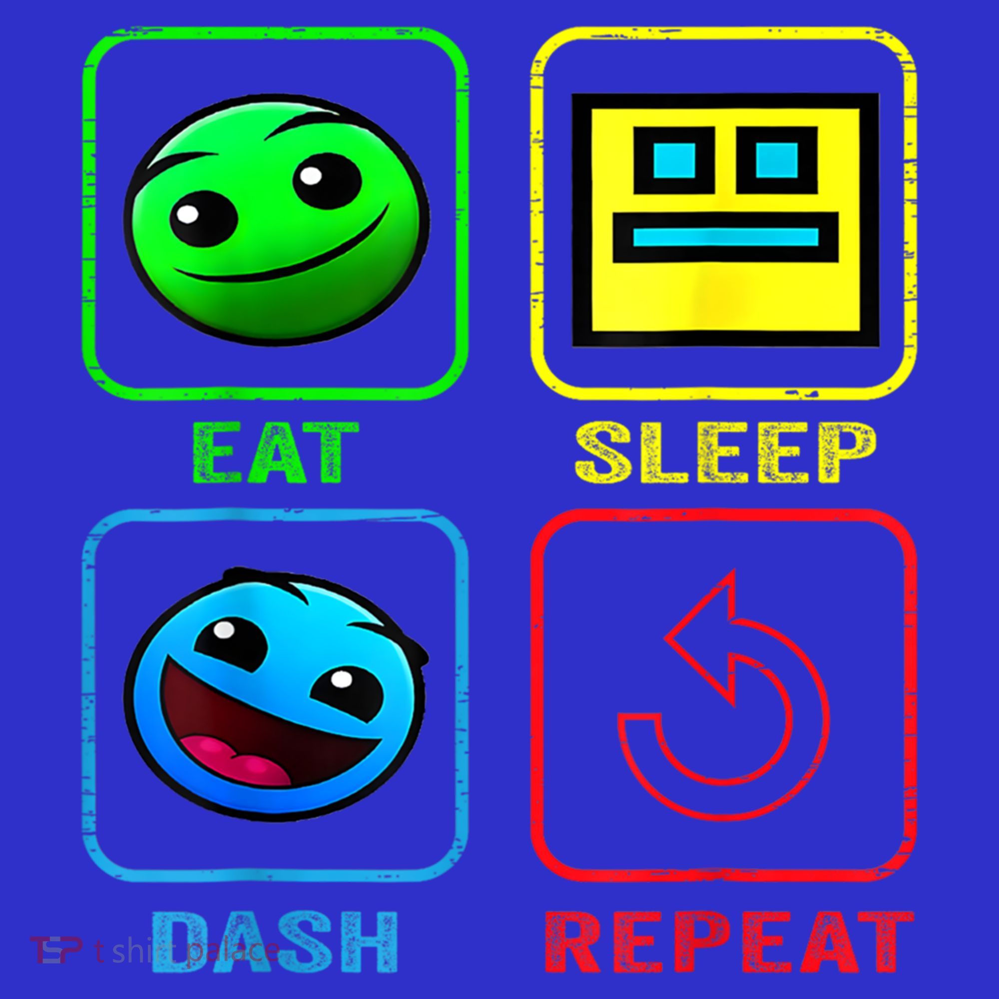 Eat Sleep Dash Repeat Video Game Geometry Video Gamer Cool Gift Women's T-Shirt