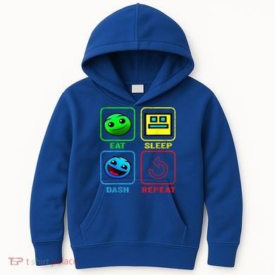 Eat Sleep Dash Repeat Video Game Geometry Video Gamer Cool Gift Kids Hoodie