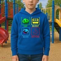 Eat Sleep Dash Repeat Video Game Geometry Video Gamer Cool Gift Kids Hoodie thumb 2