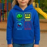 Eat Sleep Dash Repeat Video Game Geometry Video Gamer Cool Gift Kids Hoodie thumb 3