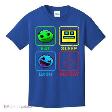 Eat Sleep Dash Repeat Video Game Geometry Video Gamer Cool Gift Kids T-Shirt