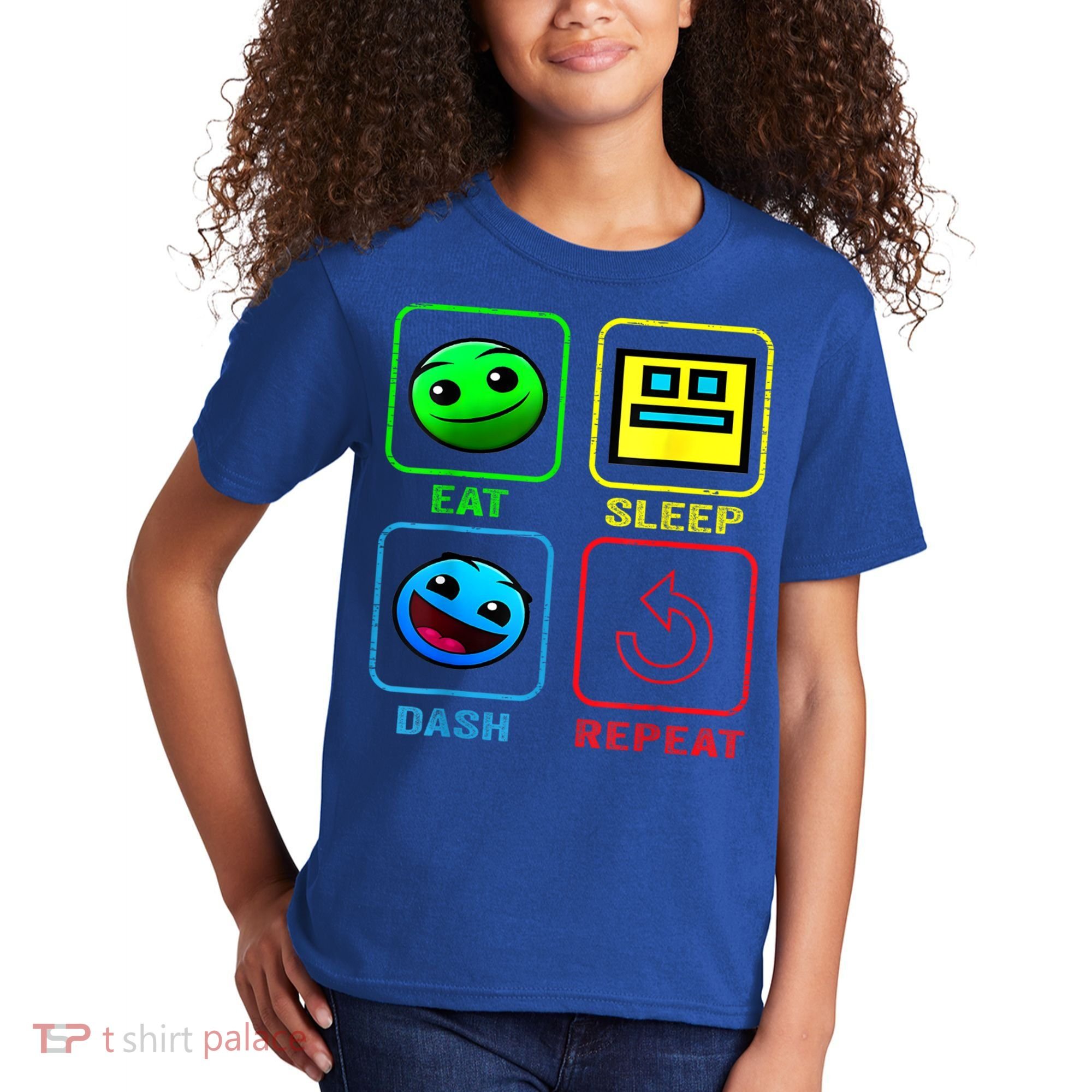 Eat Sleep Dash Repeat Video Game Geometry Video Gamer Cool Gift Kids T-Shirt