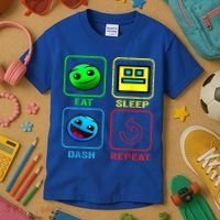 Eat Sleep Dash Repeat Video Game Geometry Video Gamer Cool Gift Kids T-Shirt thumb 3