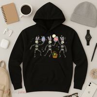 Easter Skeletons Dancing Eggs Funny Bones Women Hoodie thumb 3