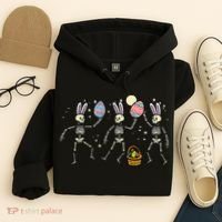 Easter Skeletons Dancing Eggs Funny Bones Women Hoodie thumb 4