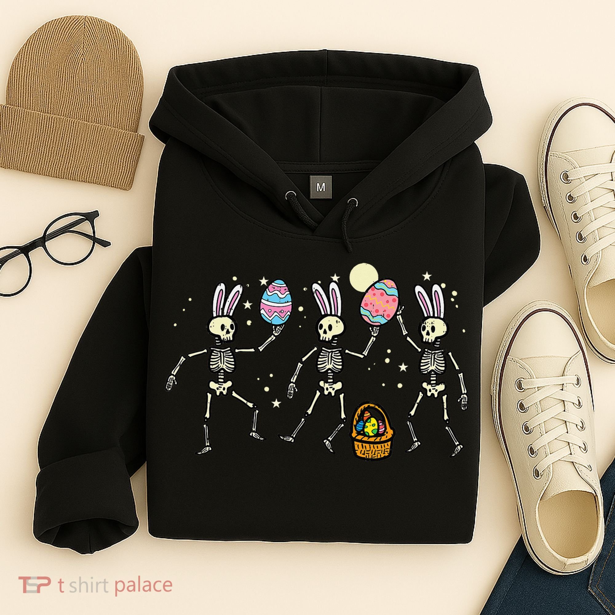 Easter Skeletons Dancing Eggs Funny Bones Women Hoodie