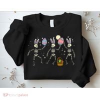 Easter Skeletons Dancing Eggs Funny Bones Women Sweatshirt thumb 2