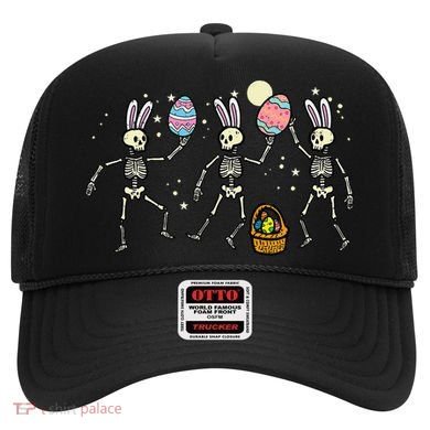 Easter Skeletons Dancing Eggs Funny Bones Women Hat