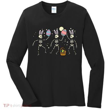 Easter Skeletons Dancing Eggs Funny Bones Women Women's Long Sleeve Shirt