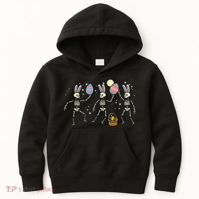 Easter Skeletons Dancing Eggs Funny Bones Women Kids Hoodie