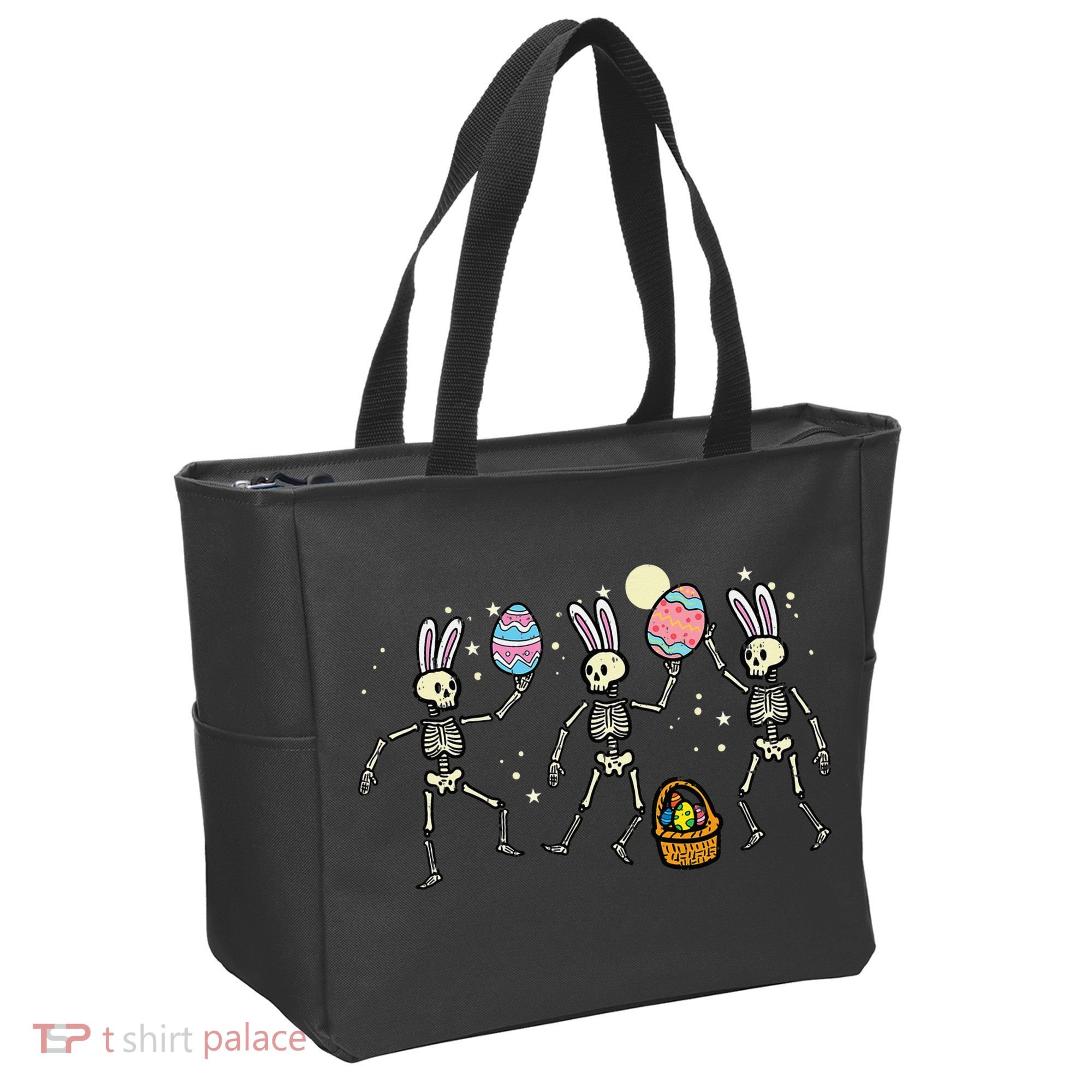 Easter Skeletons Dancing Eggs Funny Bones Women Tote Bag