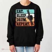 Eat Sleep Drum Repeat Funny Drummer Drumming Lover Retro Women's Sweatshirt thumb 0