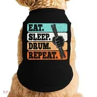 Eat Sleep Drum Repeat Funny Drummer Drumming Lover Retro Doggie Tank thumb 0