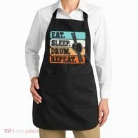 Eat Sleep Drum Repeat Funny Drummer Drumming Lover Retro Apron thumb 2