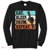 Eat Sleep Drum Repeat Funny Drummer Drumming Lover Retro Sweatshirt thumb 0