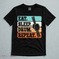 Eat Sleep Drum Repeat Funny Drummer Drumming Lover Retro T-Shirt thumb 5