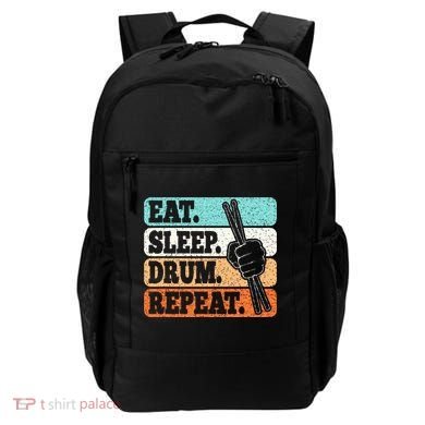 Eat Sleep Drum Repeat Funny Drummer Drumming Lover Retro Backpack