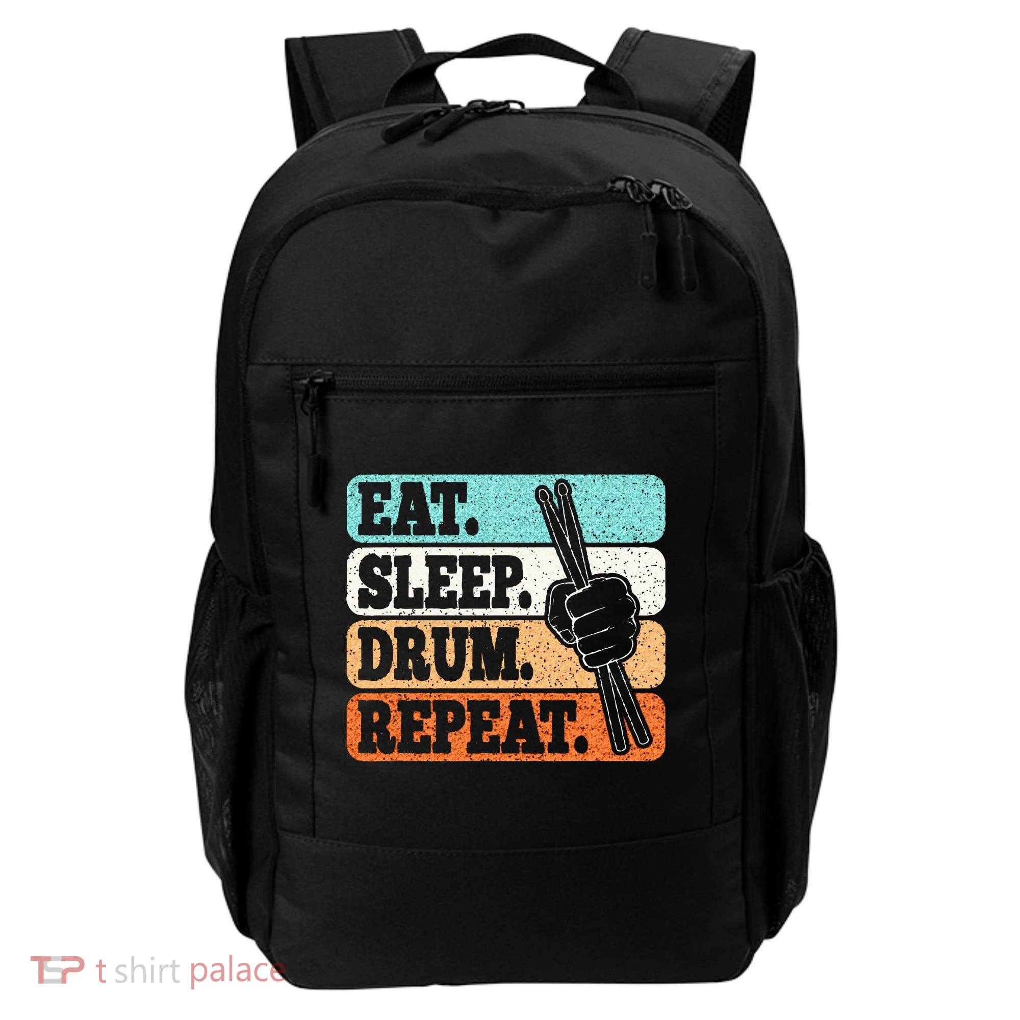 Eat Sleep Drum Repeat Funny Drummer Drumming Lover Retro Backpack