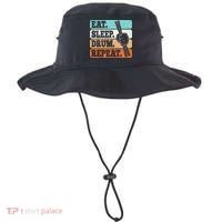 Eat Sleep Drum Repeat Funny Drummer Drumming Lover Retro Bucket Hat thumb 0