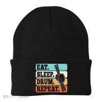 Eat Sleep Drum Repeat Funny Drummer Drumming Lover Retro Beanie thumb 0