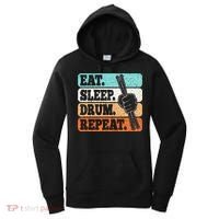 Eat Sleep Drum Repeat Funny Drummer Drumming Lover Retro Women's Hoodie thumb 0