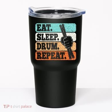 Eat Sleep Drum Repeat Funny Drummer Drumming Lover Retro Tumbler