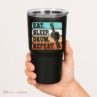 Eat Sleep Drum Repeat Funny Drummer Drumming Lover Retro Tumbler thumb 2