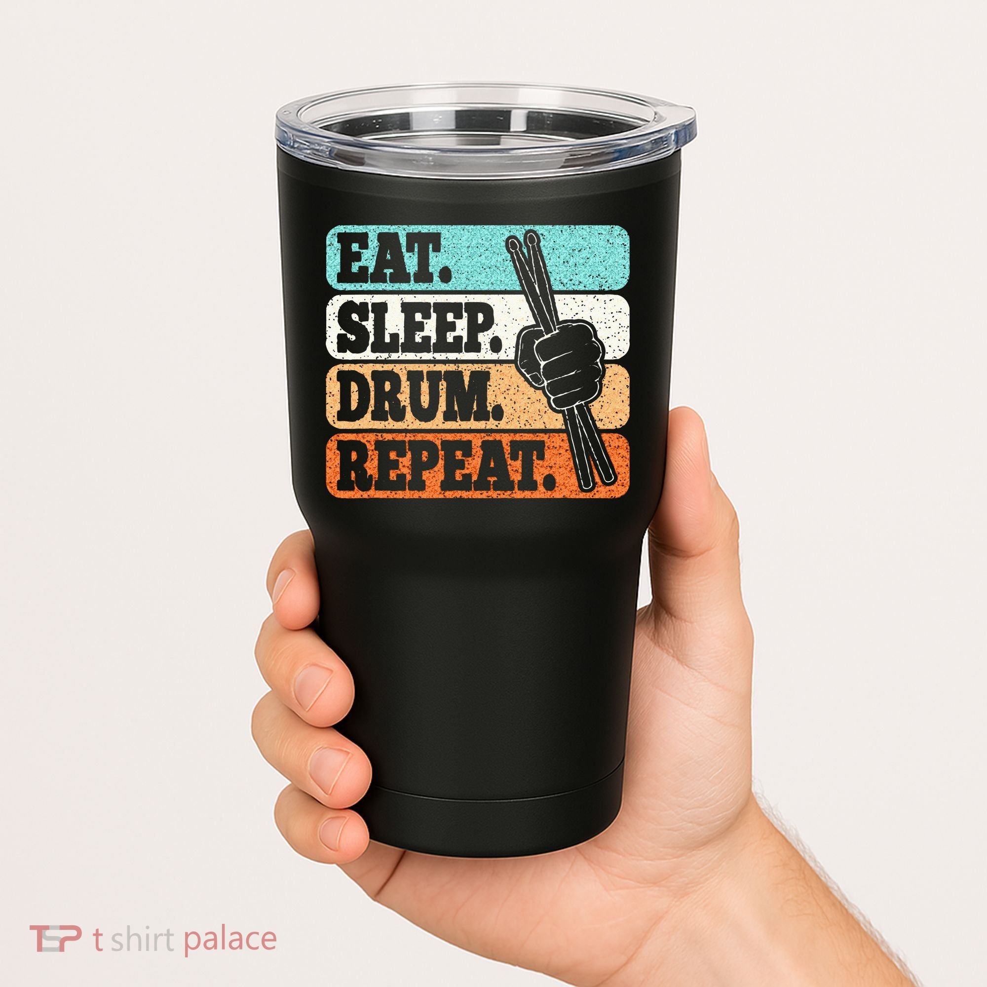 Eat Sleep Drum Repeat Funny Drummer Drumming Lover Retro Tumbler