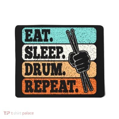 Eat Sleep Drum Repeat Funny Drummer Drumming Lover Retro Mousepad