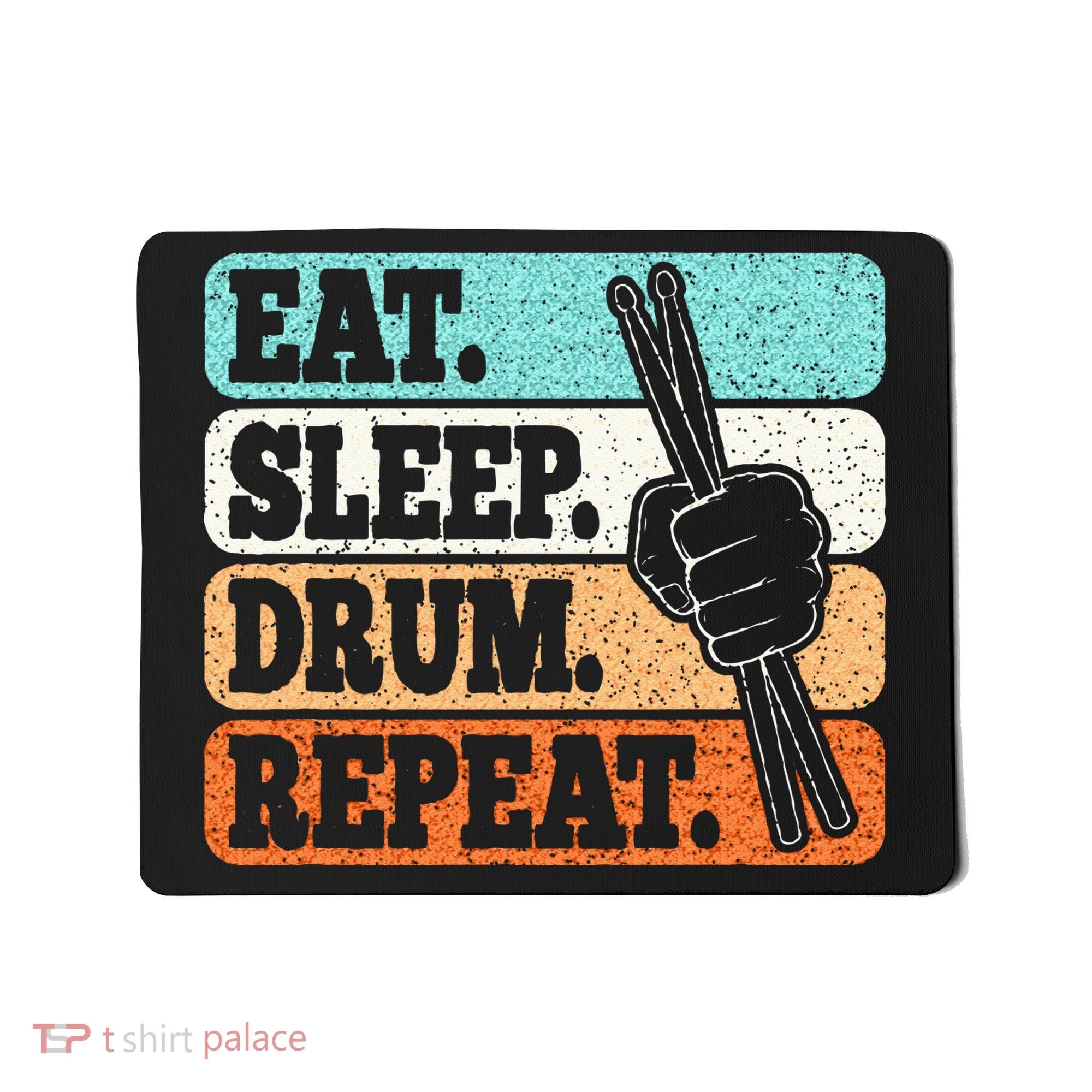 Eat Sleep Drum Repeat Funny Drummer Drumming Lover Retro Mousepad
