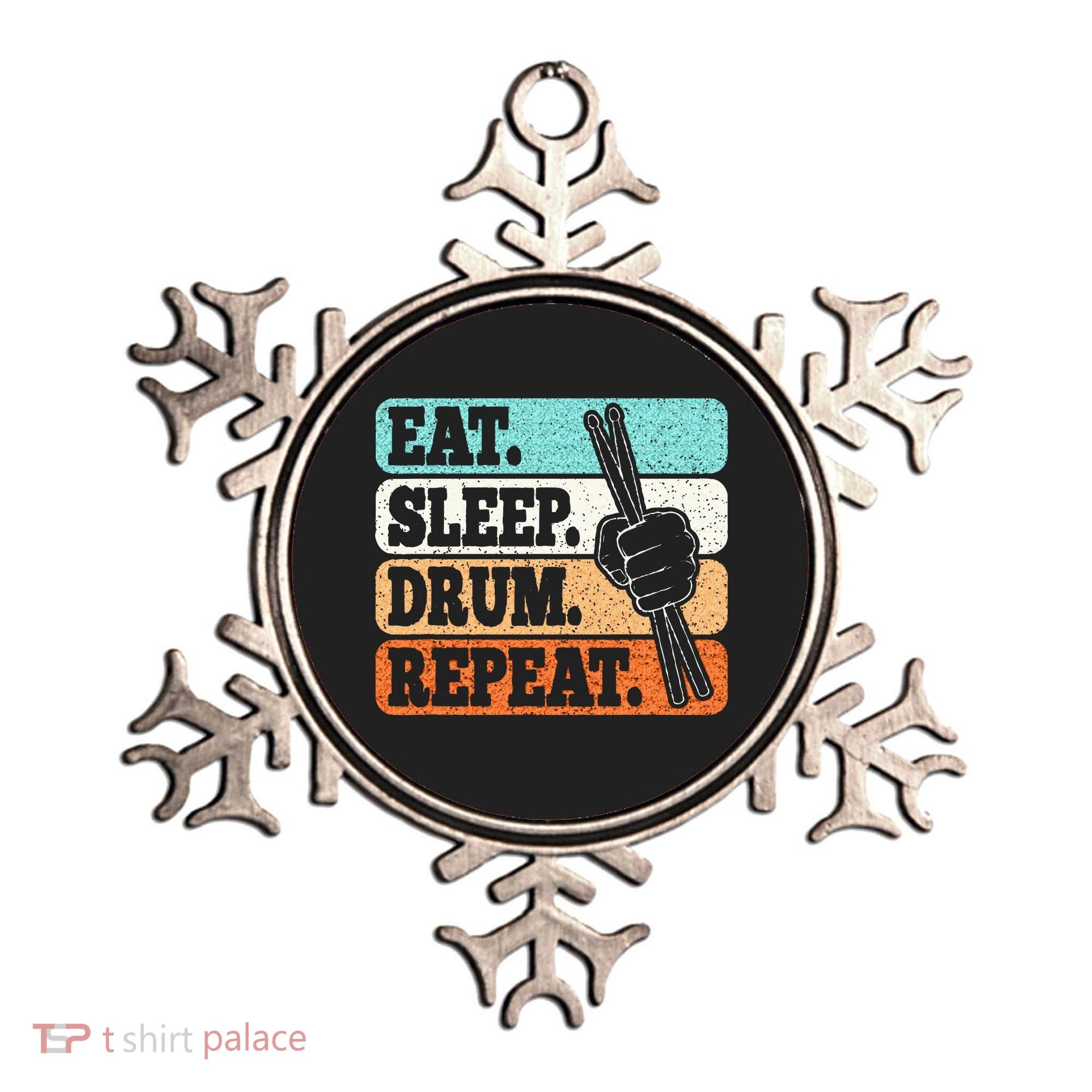 Eat Sleep Drum Repeat Funny Drummer Drumming Lover Retro Ornament